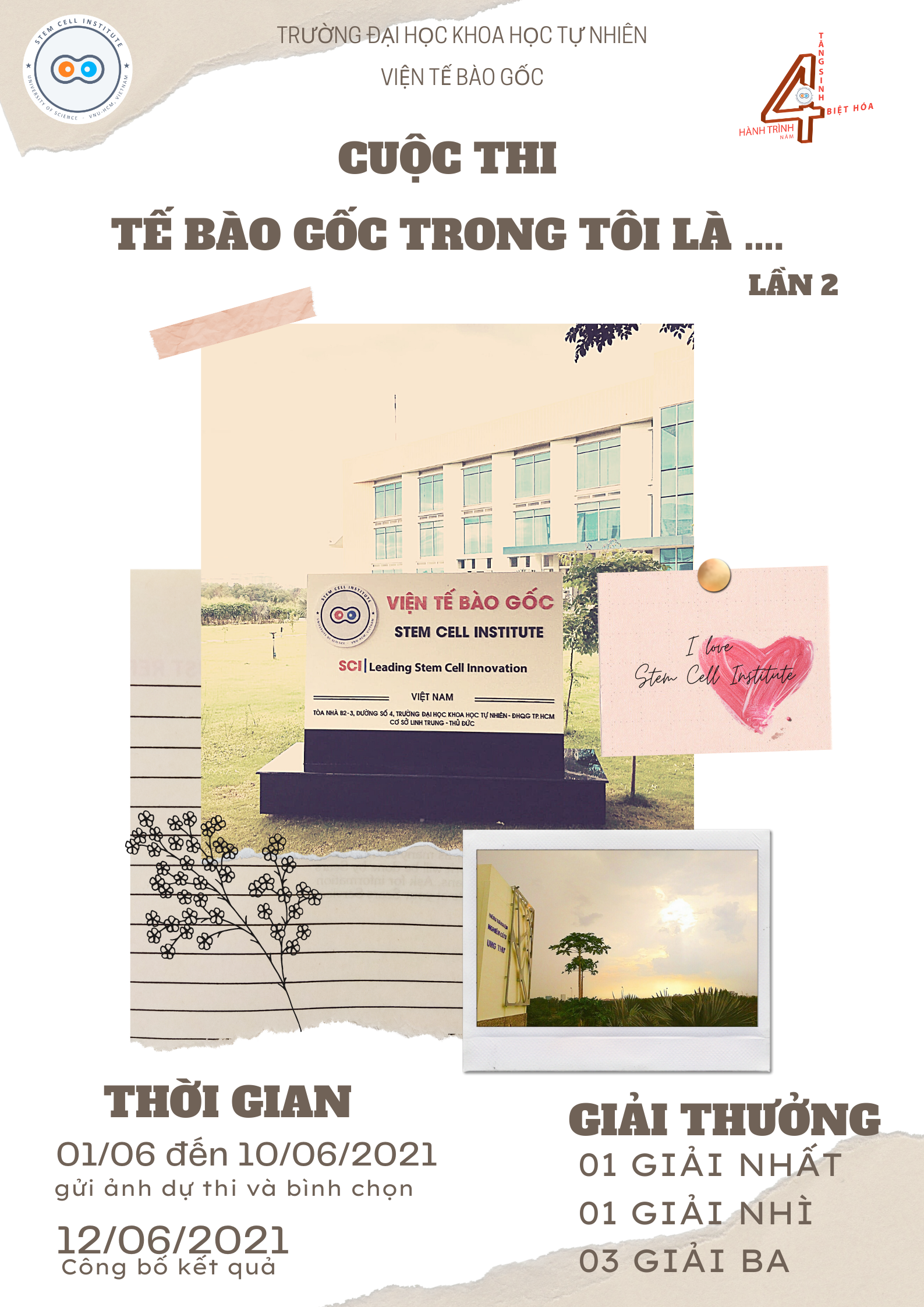 THÔNG BÁO CUỘC THI “TẾ BÀO GỐC TRONG TÔI LÀ …” LẦN 2 NĂM 2021