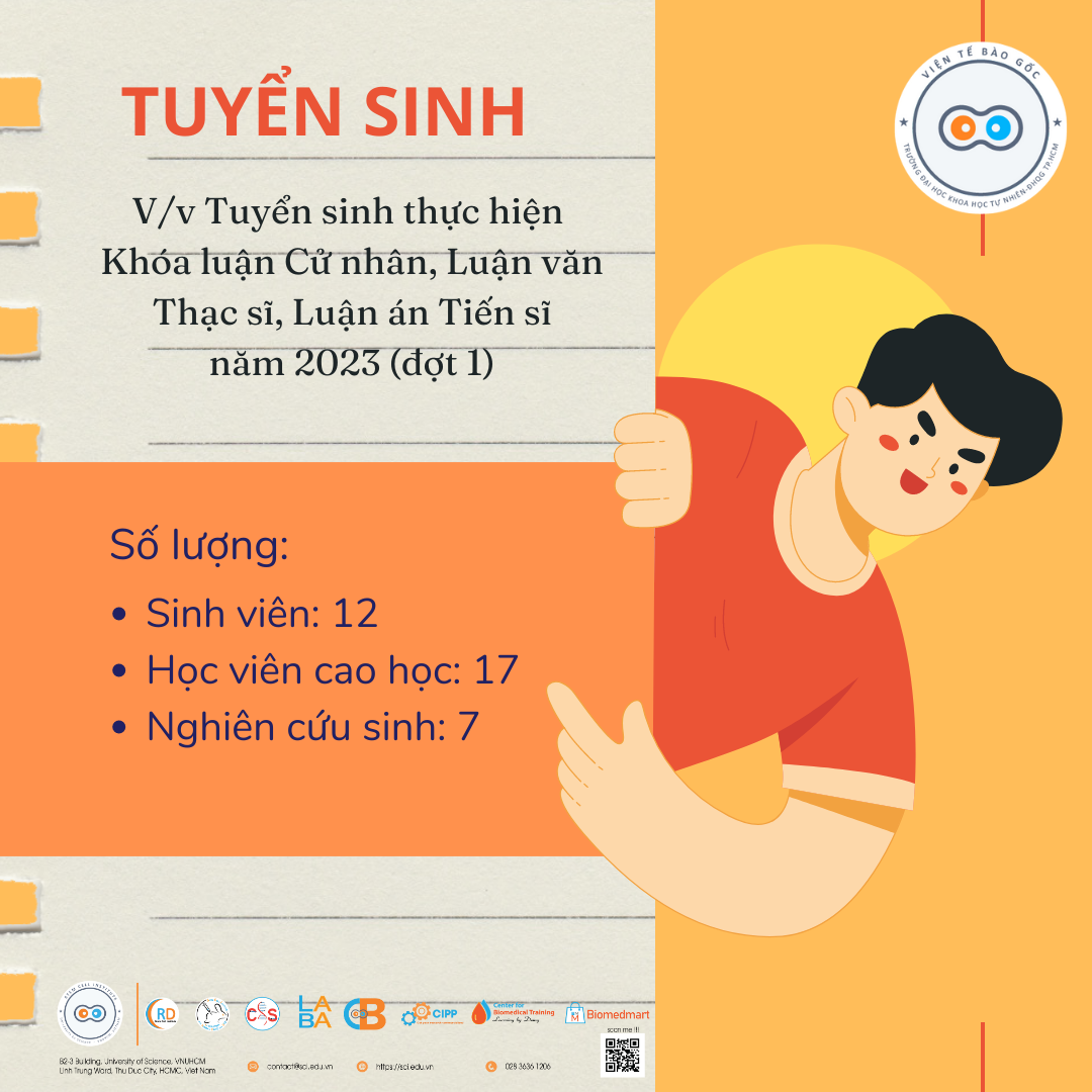 THÔNG BÁO V/v Tuyển sinh thực hiện Khóa luận Cử nhân, Luận văn Thạc sĩ, Luận án Tiến sĩ năm 2023 (đợt 1)